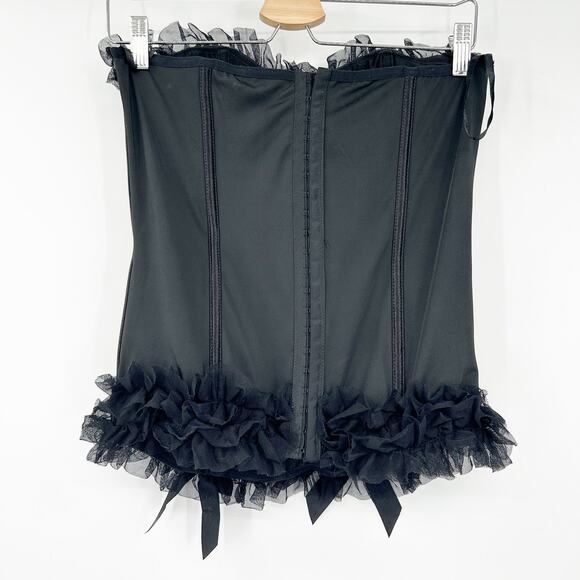 Torrid Womens Whimsigoth Victorian Mesh Ruffled Bow Corset Top Size 2X Black - Picture 7 of 7